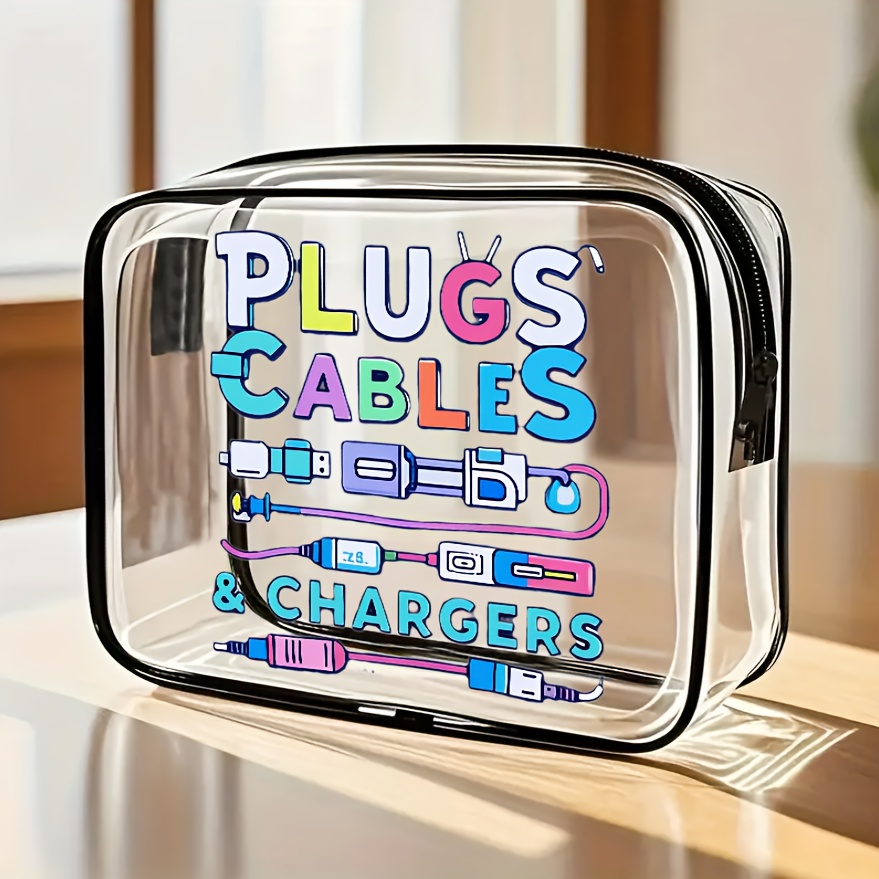 Tech Accessories Travel Organizer Pouch - Borsa organizer per cavi trasparente grande